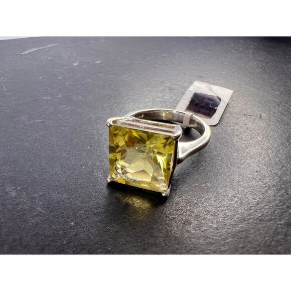 NEW Princess cut lemon quartz sterling silver ring size 7 - Picture 5 of 11